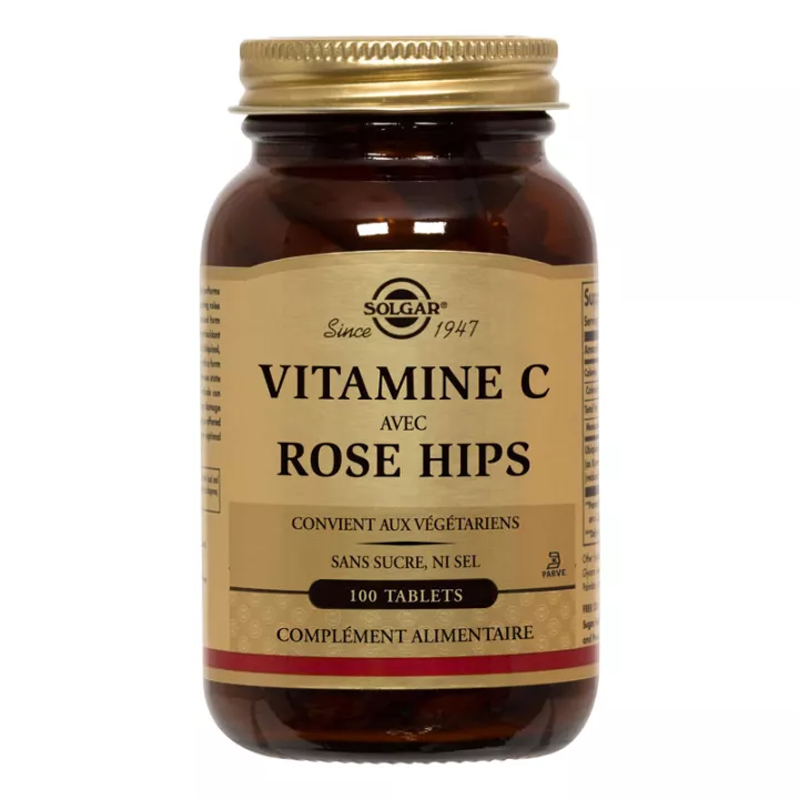 SOLGAR Vitamine C 500mg Rose Hips 100 Comprimés