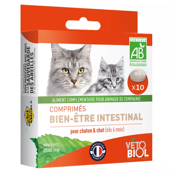 Vetobiol, tabletas de higiene intestinal, purga, gato, gatito