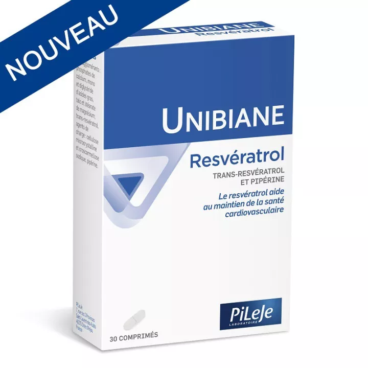 Unibiane Resveratrol PILEJE salud cardiovascular 30 tabletas