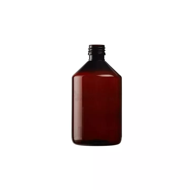 Soluzione idroalcolica ricondizionata in una bottiglia di farmacia