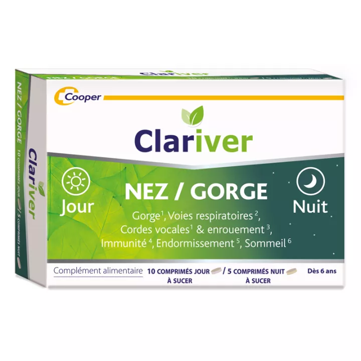 CLARIVER Nose and Throat 15 Pastilles Day & Night