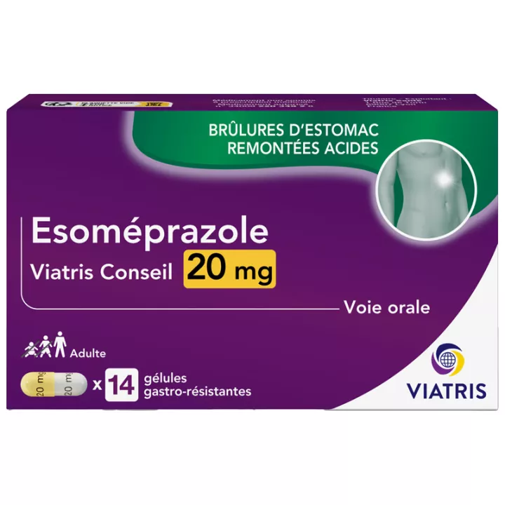 Mylan Viatris Conseil Esomeprazole 20 mg Heartburn 14 capsules