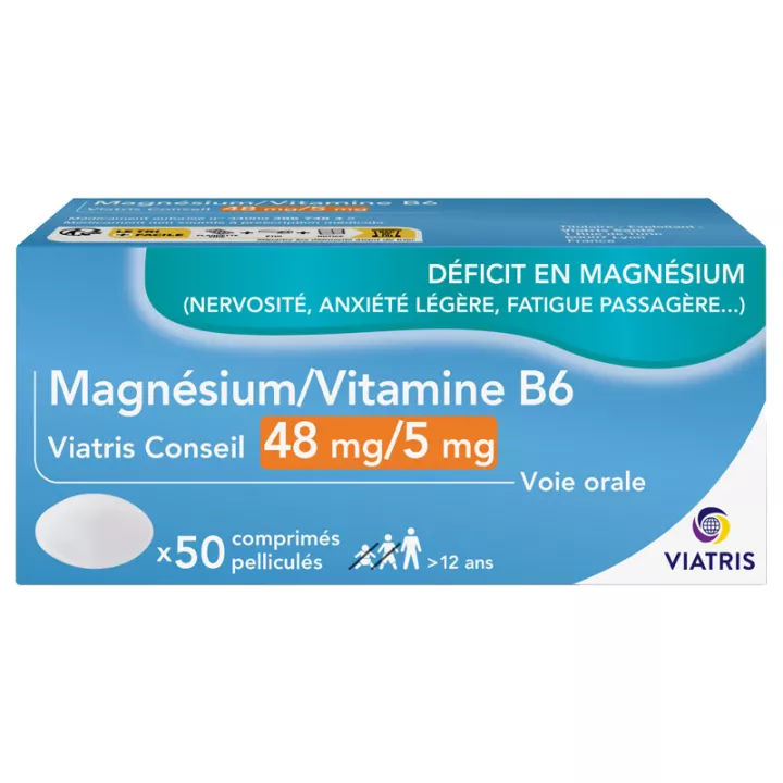 Mylan Viatris Conseil Magnesium/Vitamin B6 48mg/5mg 50 tablets