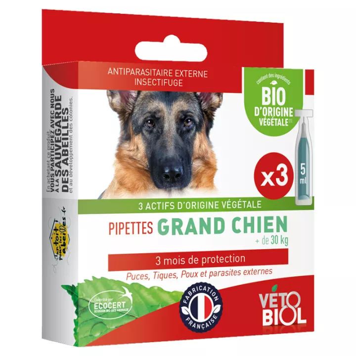 pipetas Vetobiol antiparasitários Big Dog 30 a 50 kg