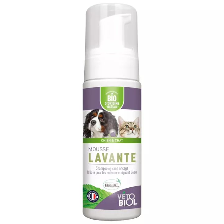 VETOBIOL Espuma limpiadora Champú sin aclarado para perros y gatos 125ml