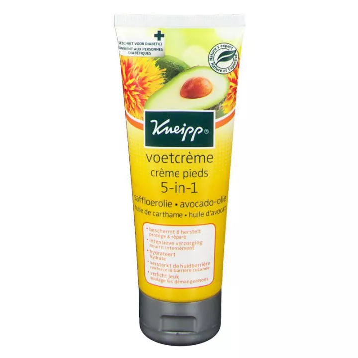 Kneipp Pieds Crème contiene 5 in 1 olio di cartamo e olio di avocado