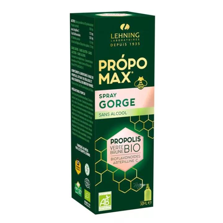 Propomax Organic Propolis spray para la garganta sin alcohol 30ml