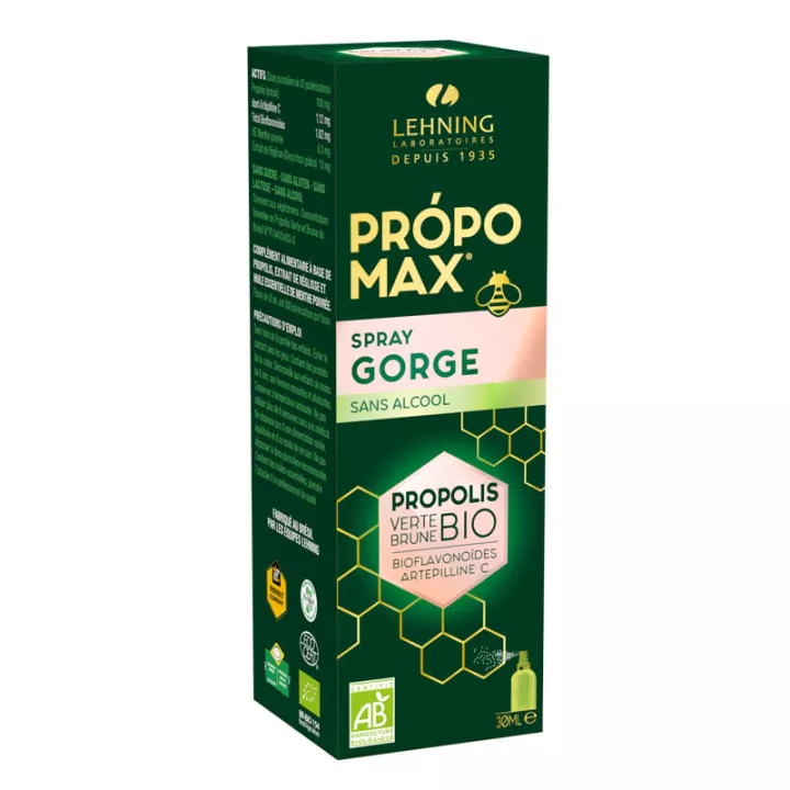 Propomax Organic Propolis spray para la garganta sin alcohol 30ml
