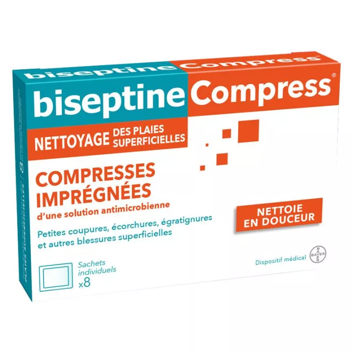 BISEPTINECOMPRESS 8 compresses antiseptiques Bayer