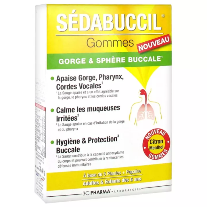 3C Pharma Sédabuccil Throat and Oral Sphere 24 Lemon Gums