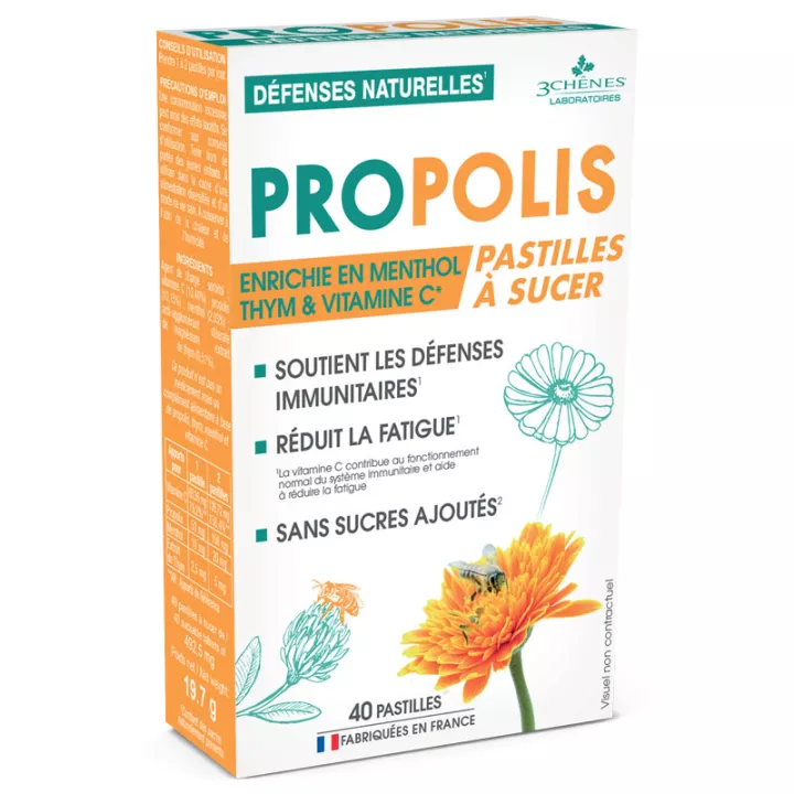 3 pastiglie per succhiare la propoli di Chênes difese naturali 40 pastiglie