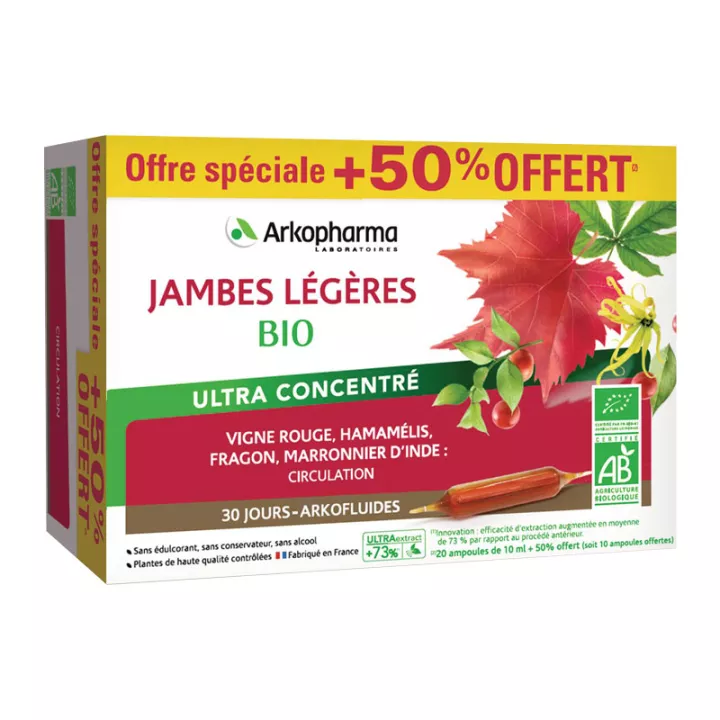 Arkofluides Jambes Légères Bio 30 ampoules