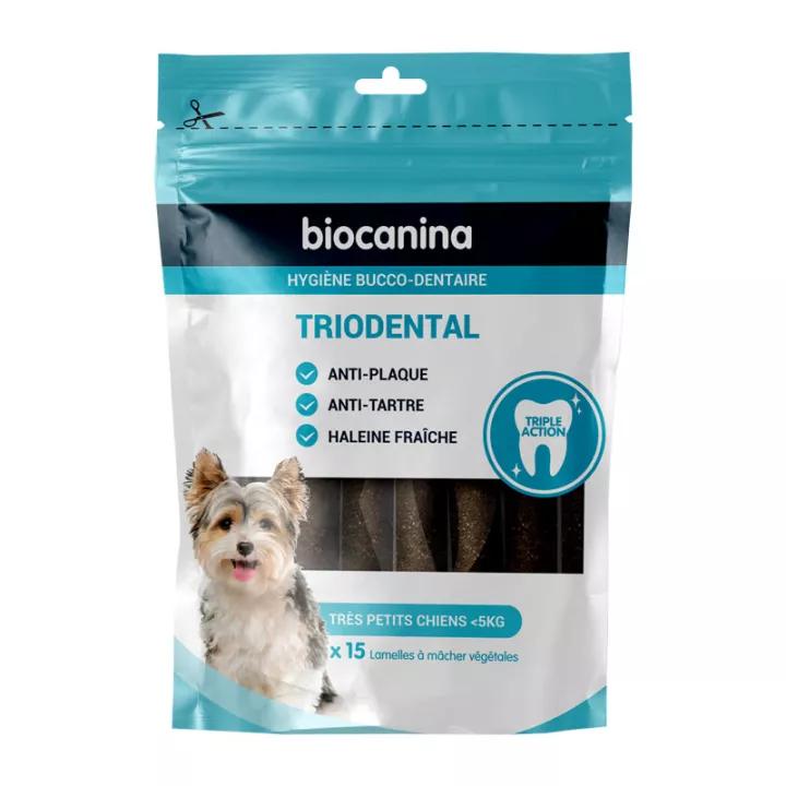 Biocanina Triodental Pulizia dei denti 15 Strisce vegetali per cani