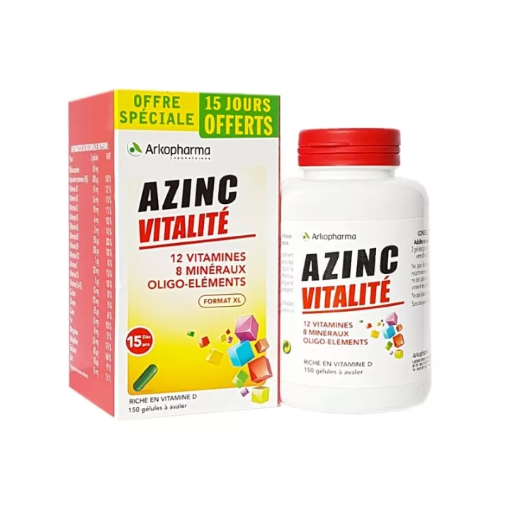 Arkopharma Azinc Vitalité 12 Vitamines 8 Minéraux 150 gélules