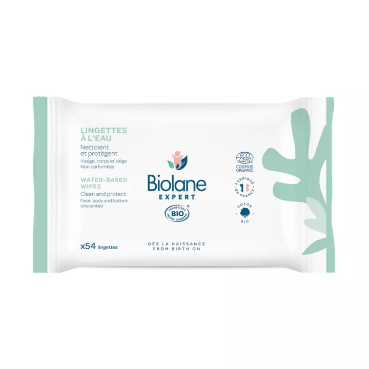 Biolane Organic Water Cleansing Wipes 54 wipes