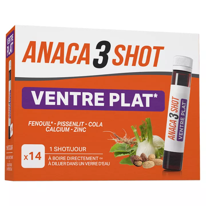 ANACA3 Напиток с плоским животом Shot, 14 бутылок