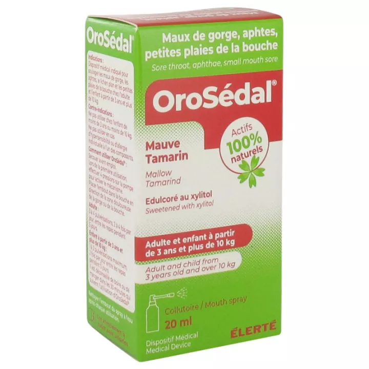 OROSEDAL Enxaguante bucal natural para dor de garganta 20ml