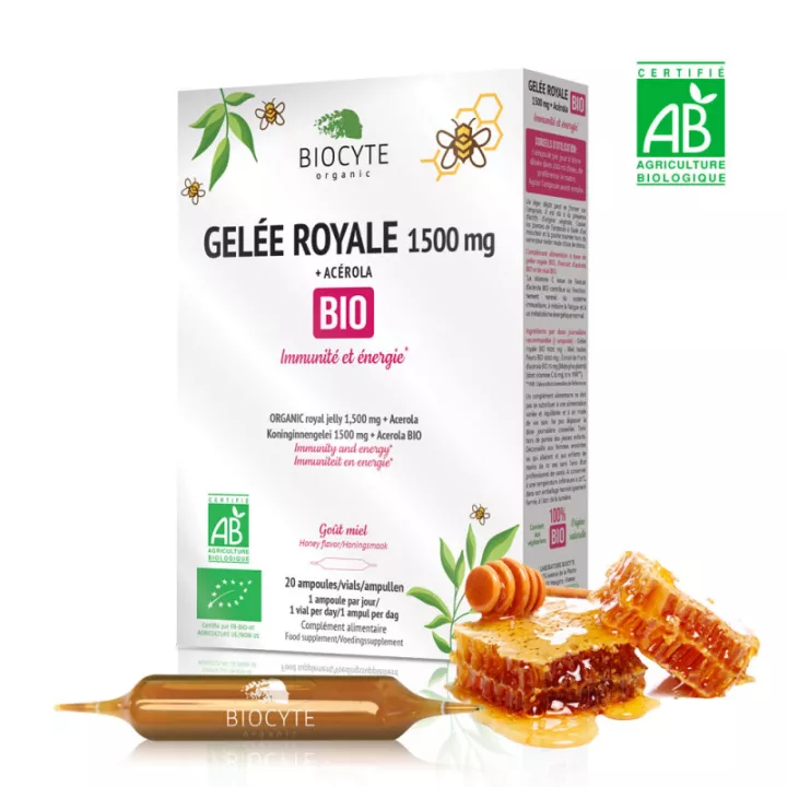 Frascos de Biocyte Royal Jelly + Organic Acerola 20
