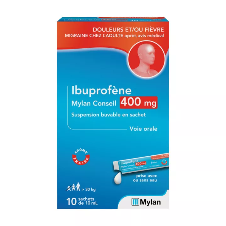 Ibuprofen 400 mg Mylan 10 staafjes van 10 ml