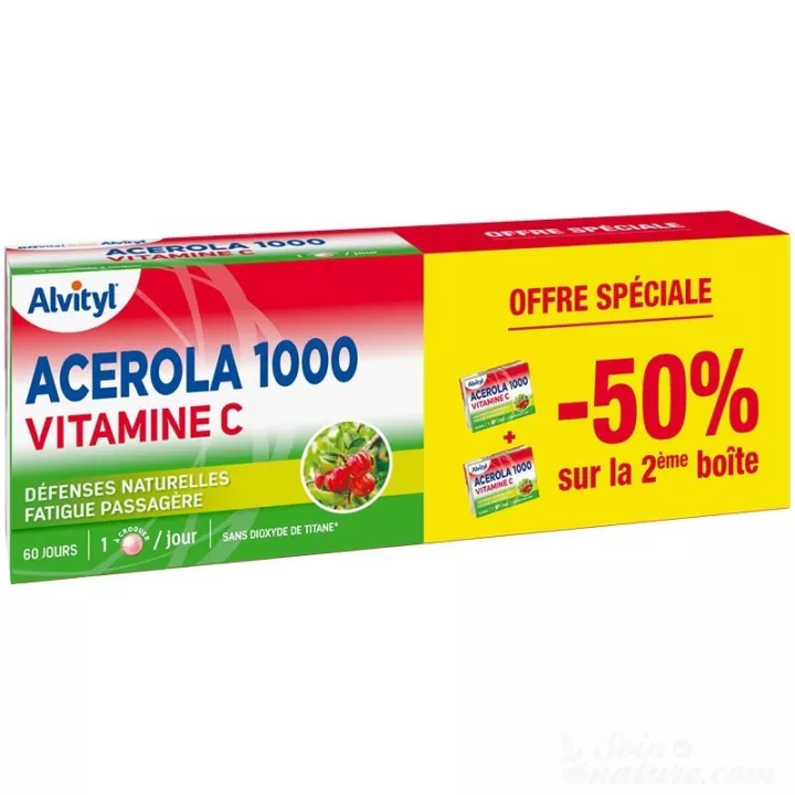 Alvityl Acérola 1000 Vitamine C 30 comprimés offre spéciale lot de 2