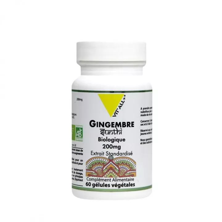 Vitall + Organic Ginger 200mg Standardized Extract 60 vegetable capsules