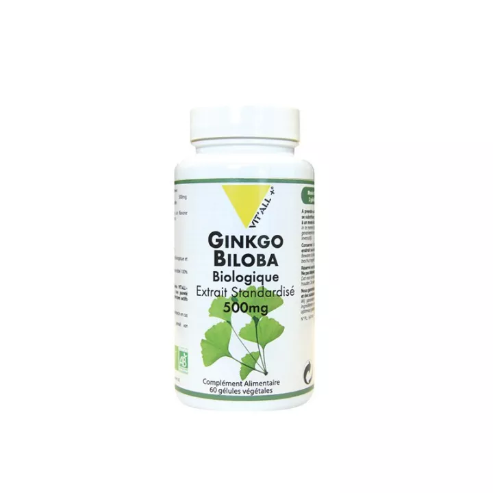 Vitall + Ginkgo Biloba Bio 500mg Standardisierter Extrakt 60 Gemüsekapseln