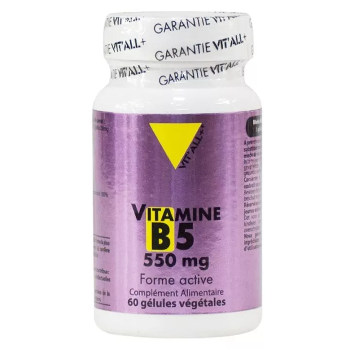 Vitall + Vitamina B5 550mg 60 cápsulas vegetais