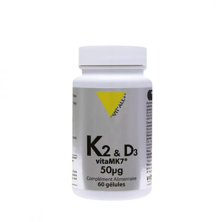 Vitall+ Vitamine K2 Vitamine k7 & D3 50mcg 60 vegetarische Kapseln