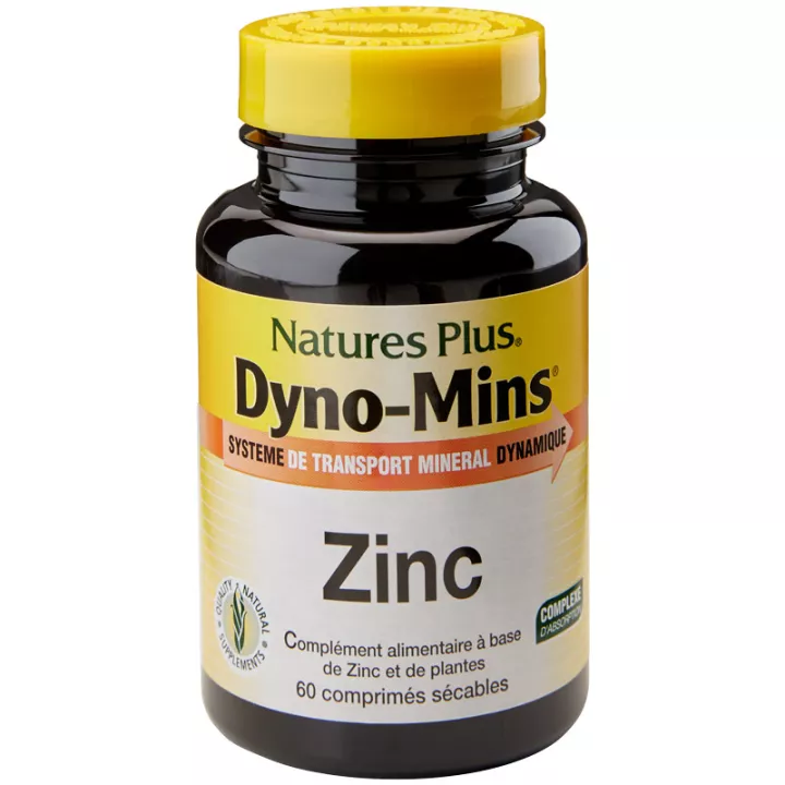Natures Plus Dyno Mins Zink 30 mg 60 gechelateerde tabletten