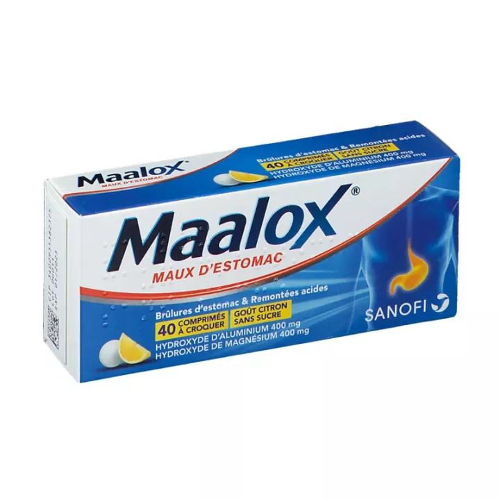 MAALOX MAUX D'ESTOMAC citron comprimés sans sucre