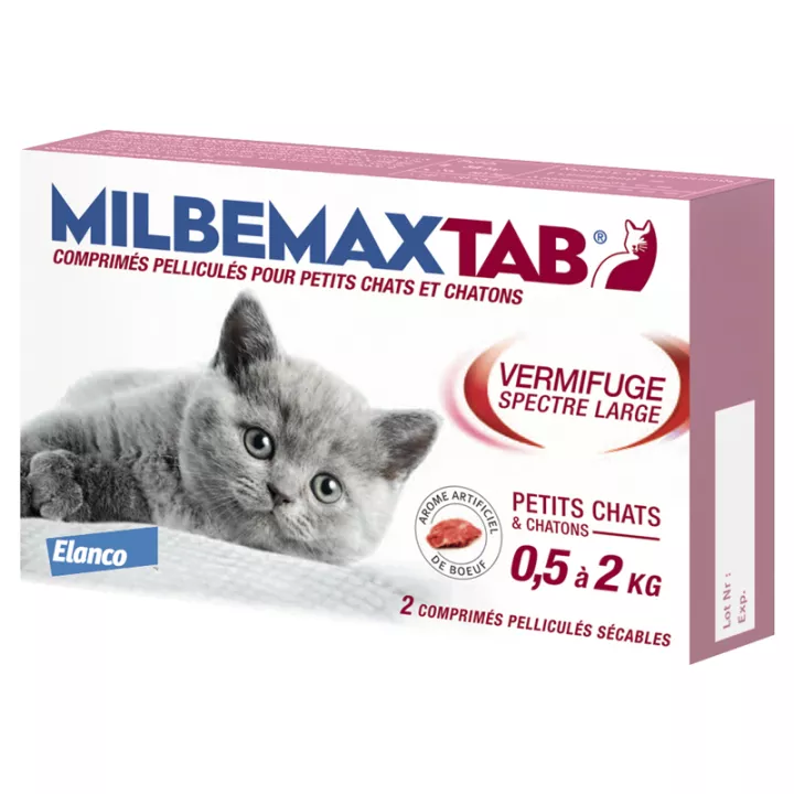 MilbemaxTab Dewormer Small Cats & Kittens 0.5 - 2 kg 2 Tablets