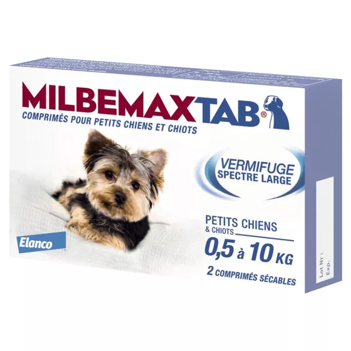 MilbemaxTab Dewormer Cani Piccoli e Cuccioli 0,5 - 10 kg 2 compresse