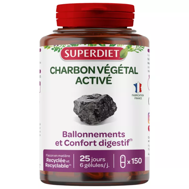 Superdiet Vegetable Charcoal 1200 mg Capsules x 150