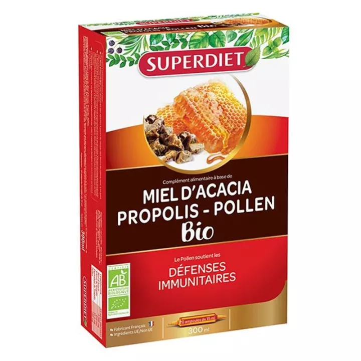 Superdiet Honey Propolis Pollen Bio Immunity 20 флаконов