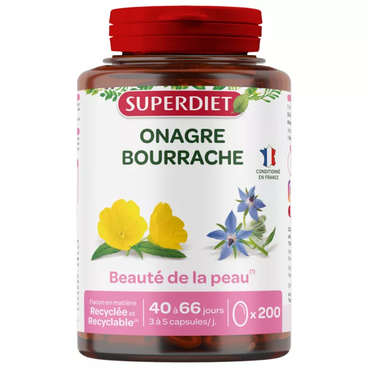 Superdiet Organic Evening Primrose and Borage Oils Capsules x 200