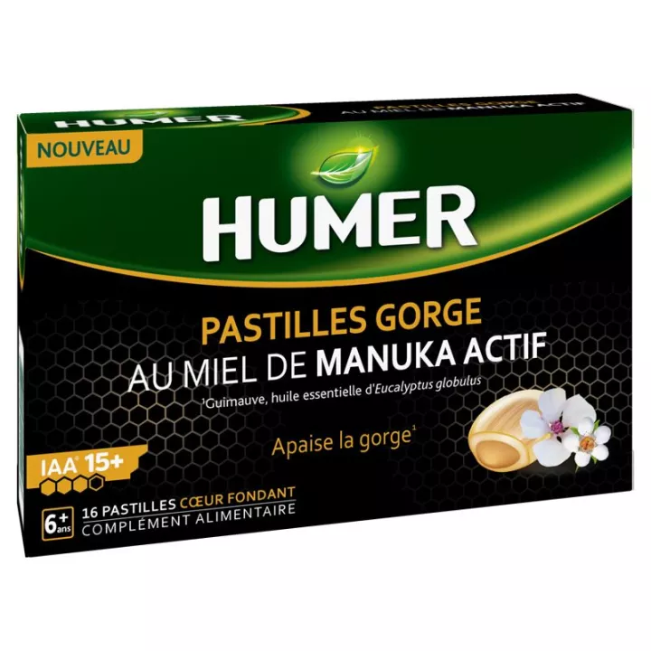 Humer Pastilles with liquid heart of Manuka honey IAA 15+ Box of 16 lozenges