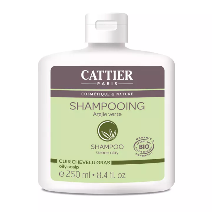Shampoo de couro cabeludo oleoso de argila verde Cattier 250ml