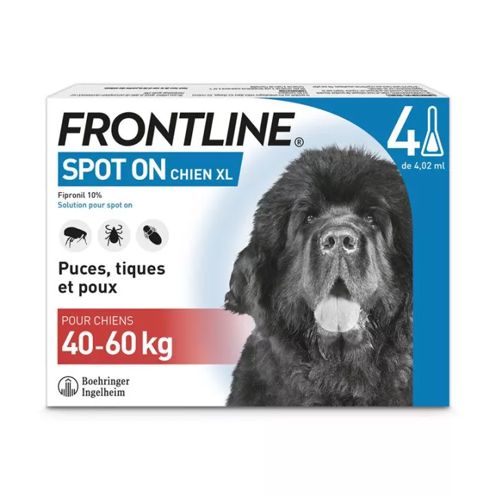 FRONTLINE CHIEN XL pas cher Spot-On 4 pipettes 40-60 kg