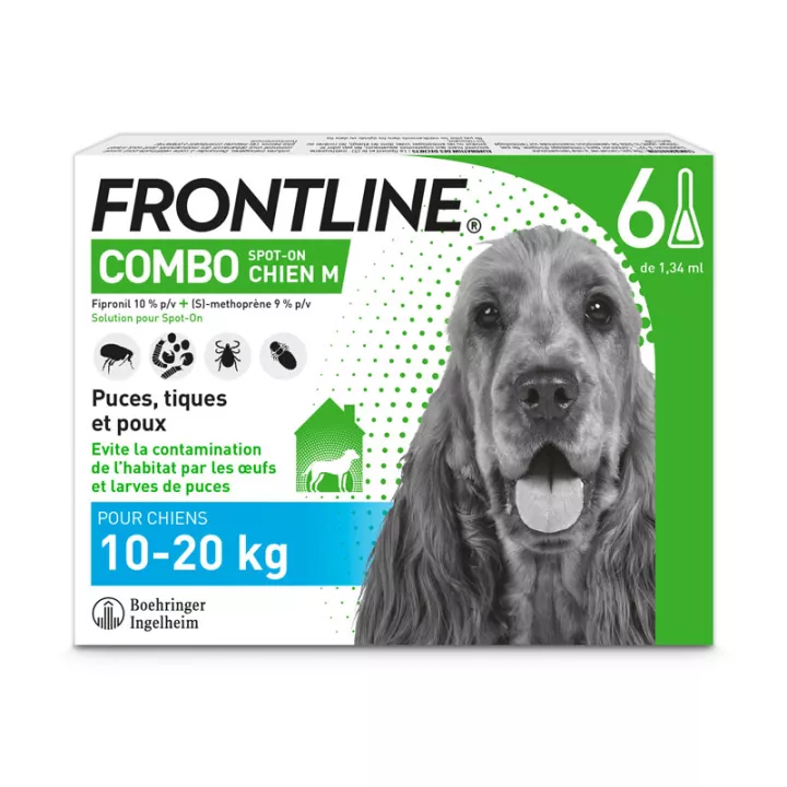 FRONTLINE COMBO cão M 10-20 KG 6 PIPETTES Merial