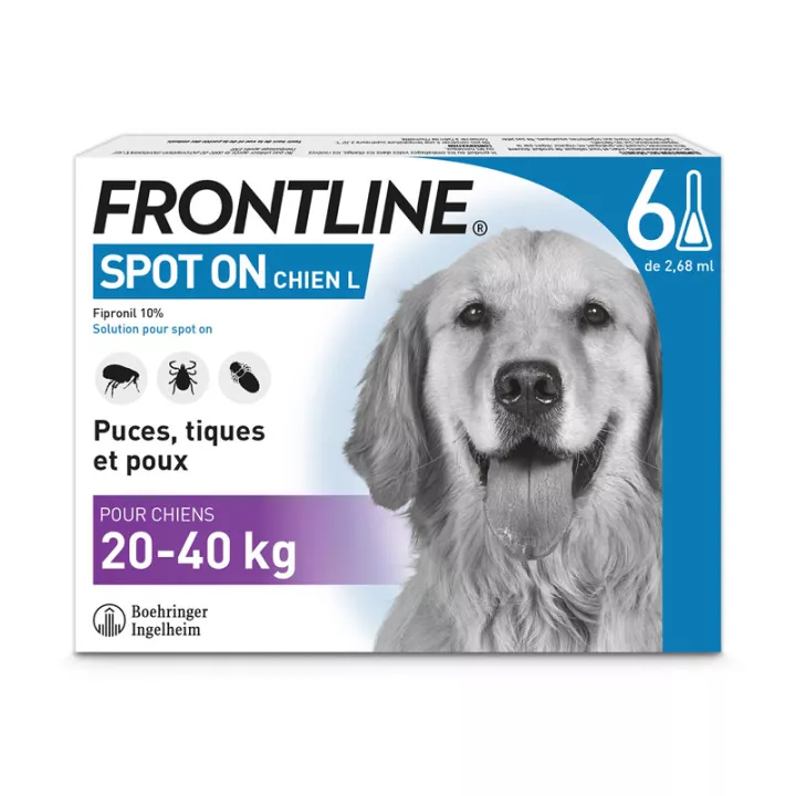 Frontline Spot-on Dog 20-40 kg 6 pipetas O baixo preço