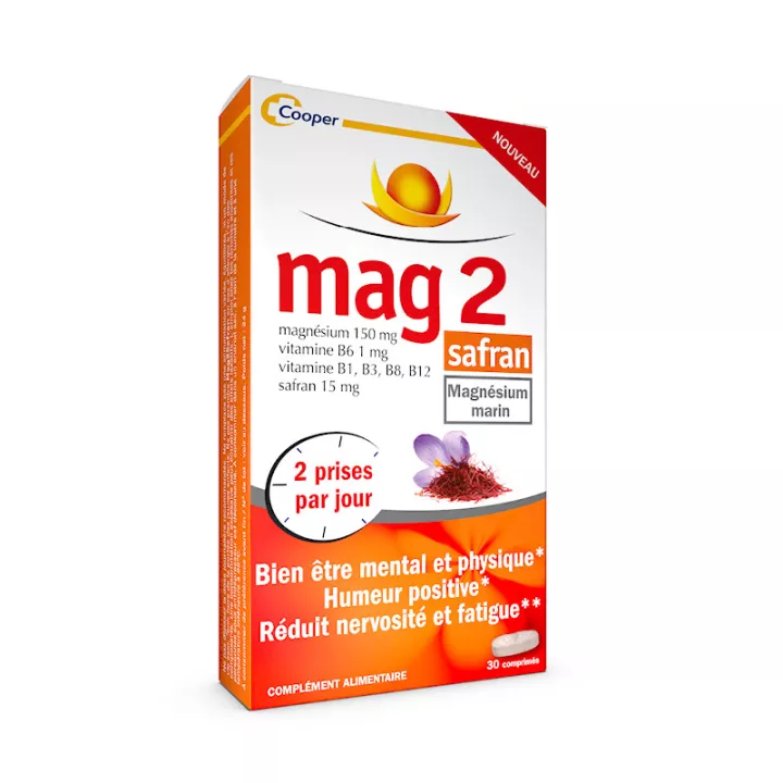 Mag 2 Safran et Magnésium 30 comprimés