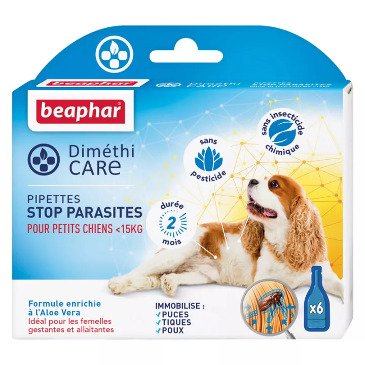 Beaphar Dimethicare 6 pipette antiparassitari per cani di piccola taglia 15 Kg