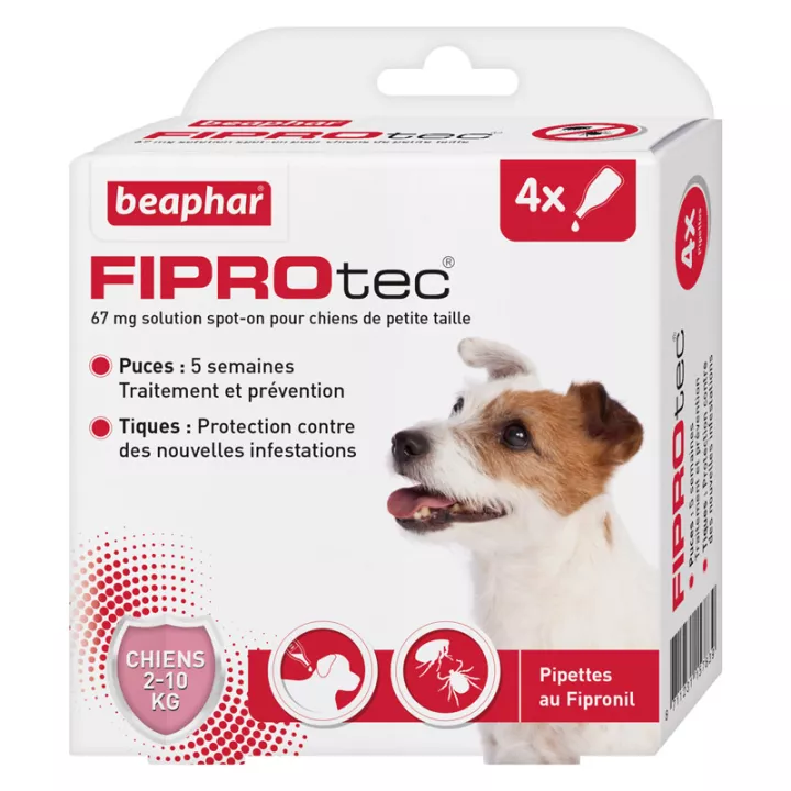 Beaphar Fiprotec 4 Pipettes  67 Mg Spot-On Pour Chiens De Petite Taille 2-10 Kg