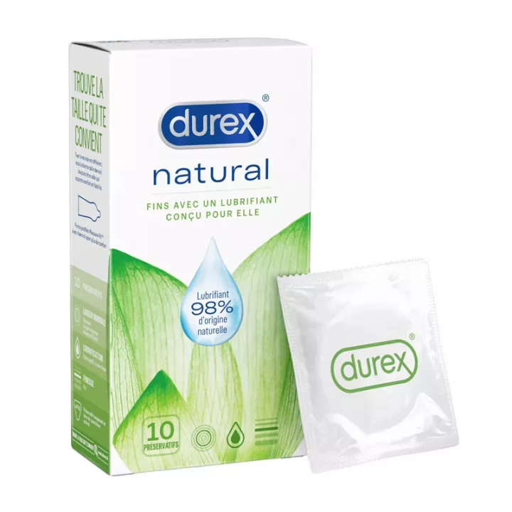 Натуральная смазка для презервативов Durex Natural / 10