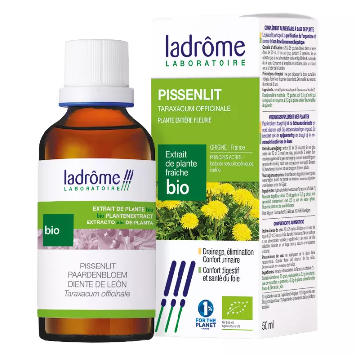 Ladrôme extratos de plantas frescas de dente-de-leão orgânico 50ml