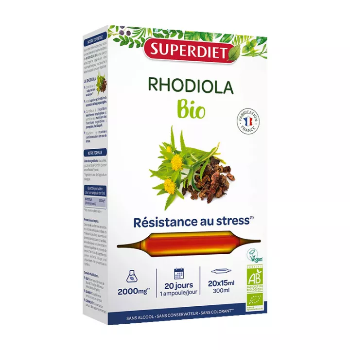 Superdiet Rhodiola Bio 20 Phials of 15ml