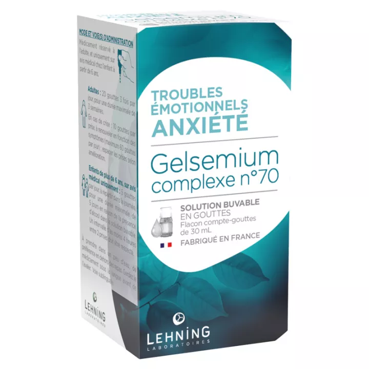 Gelsemium complexe L70 Anxiété Hyperémotivité LEHNING Gouttes 30ml