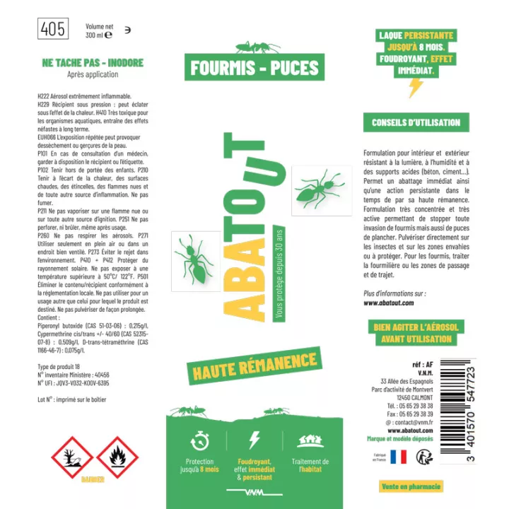 Abatout Laque Spray antipulgas y gendarmes 300 ml