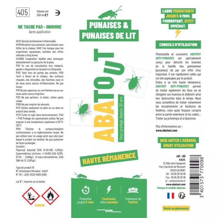 Abatout Laque Anti-Bug & Bedbug 300 ml