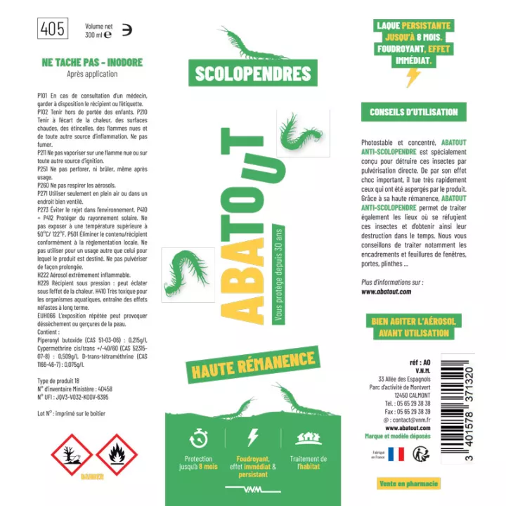 Abatout Laque Anti-Scolopendre Spray 300 ml